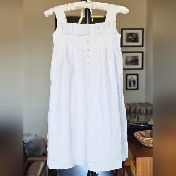 Chateau De Sable Girls White Linen Sleeveless Dress with Bow - Picture 4 of 7